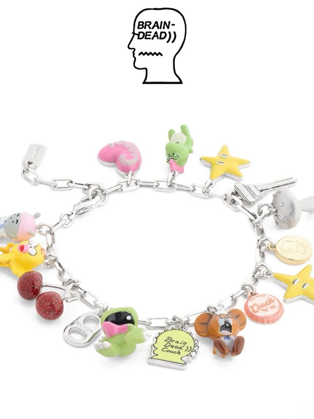 NEW BRAIN DEAD X COACH CHARMS BRACELET - SILVER MULTI bag key alien